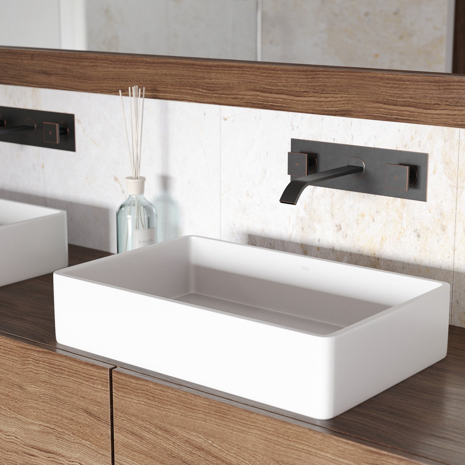 Vigo Magnolia White Matte Stone Vessel Bathroom Sink