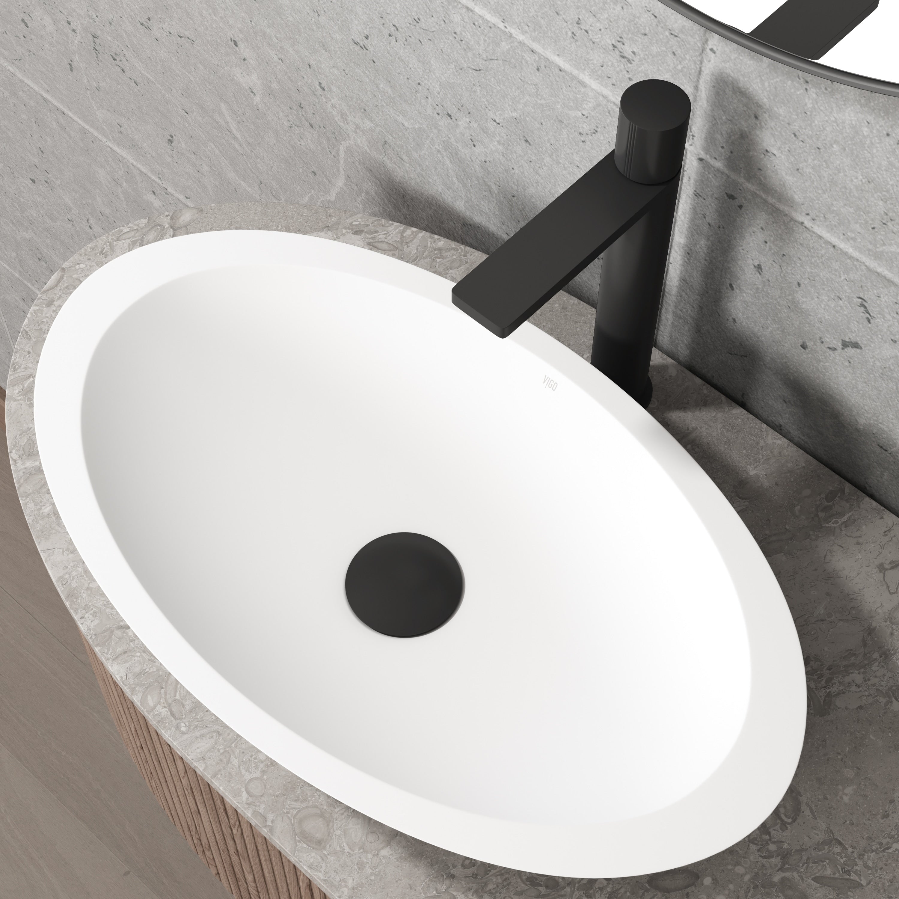 Vigo Matte Black Vessel Bathroom Sink Pop Up Drain And Mounting Ring