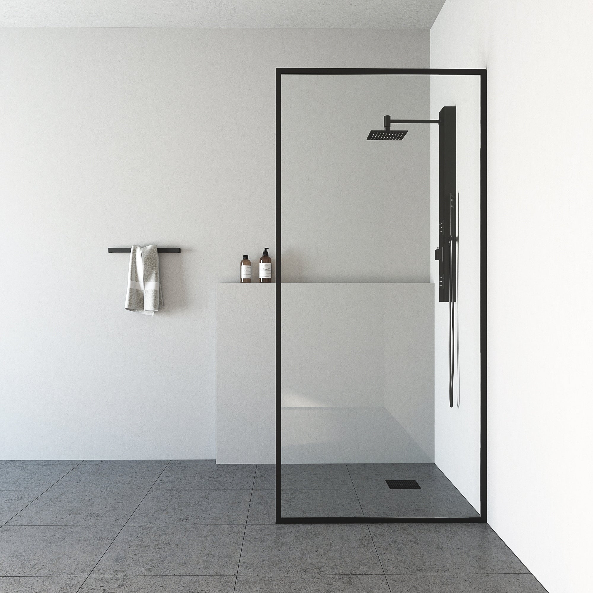Vigo Meridian Clear 34 Inch Fixed Glass Shower Screen