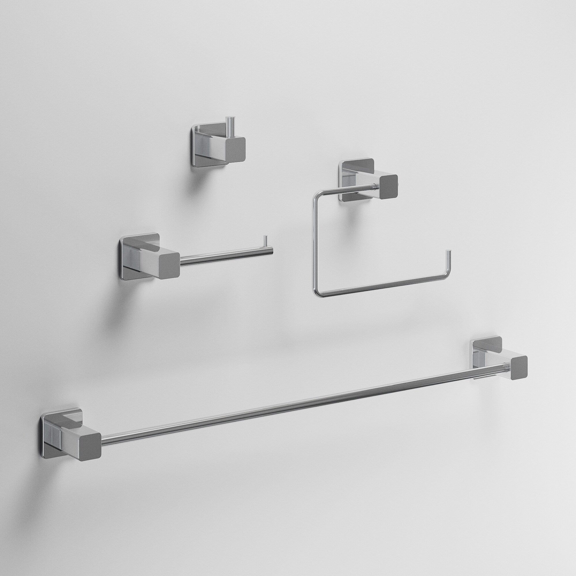 Vigo Meridian 4 Piece Bathroom Hardware Accessory Set With 24 In. Towel Bar Toilet Paper Holder Hand Towel Holder Hook
