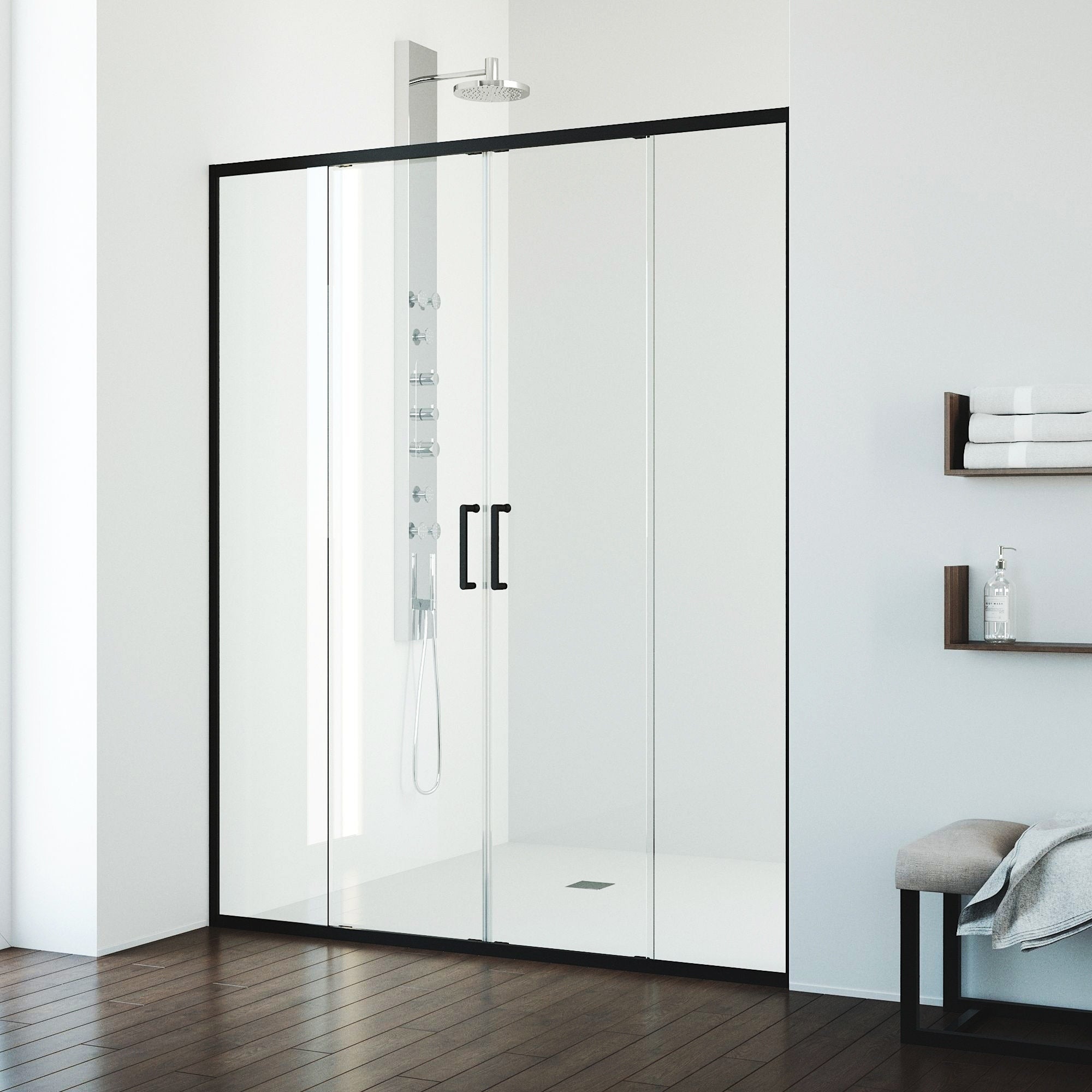 Vigo Paloma 56 To 60 In. W X 74 In. H Semi Frameless Double Sliding Shower Door With Clear Tempered Glass
