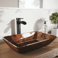 Vigo 18 In. Rectangular Russet Glass Vessel Bathroom Sink Set With Niko Vessel Faucet In Antique Rubbed Bronze