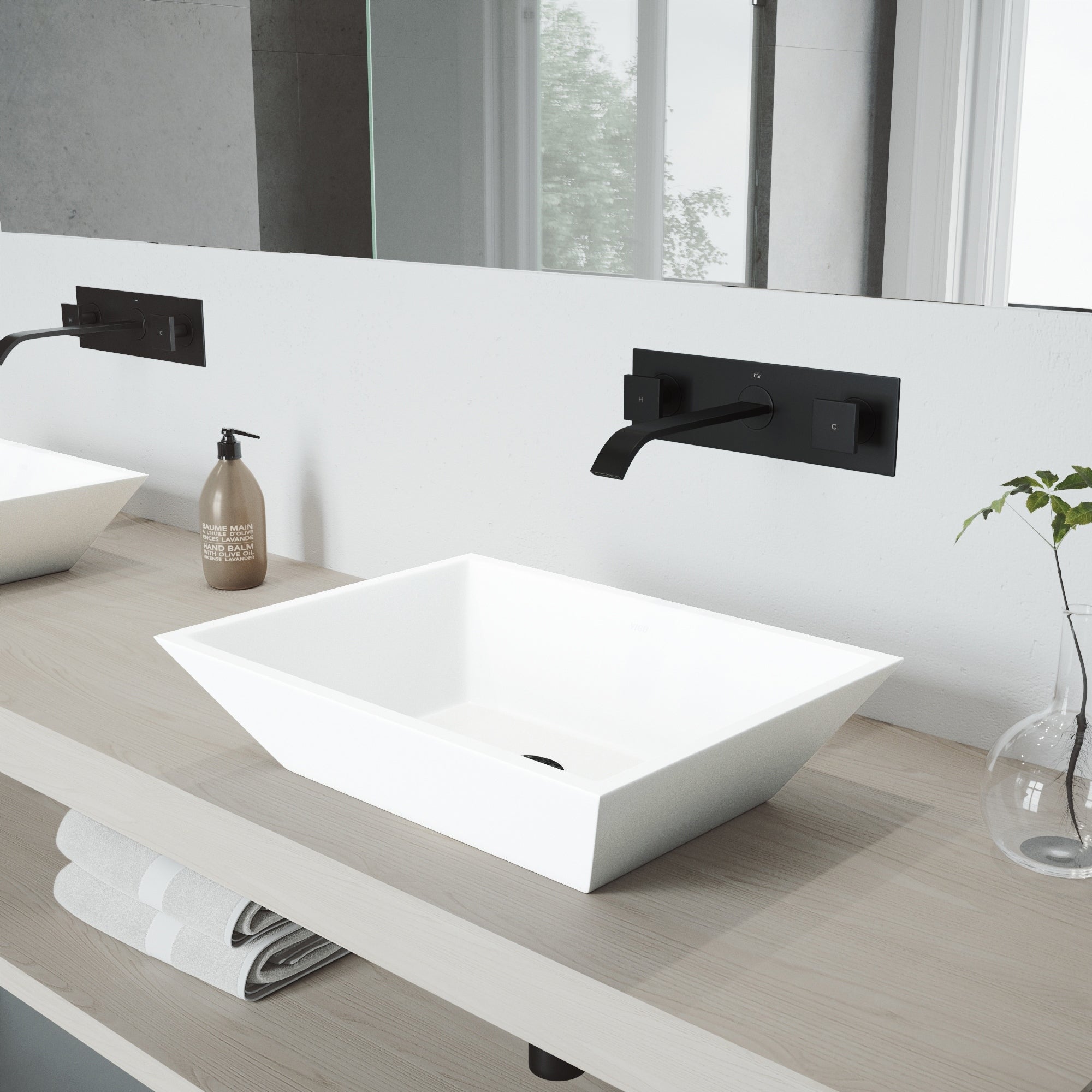 Vigo Vinca Vessel Bathroom Sink Set With Titus Wall Mount Faucet
