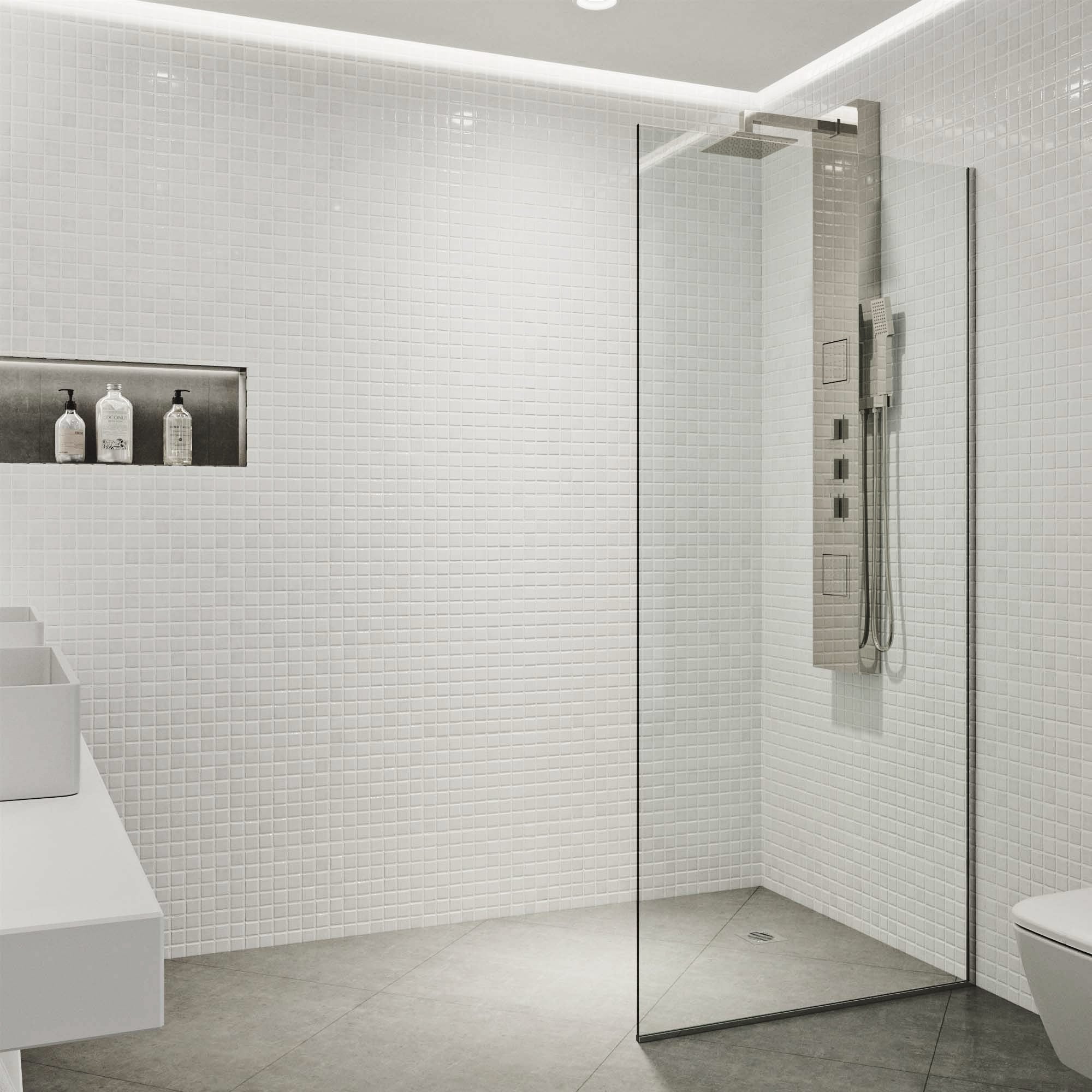 Vigo Zenith Clear 34 Inch Frameless Fixed Glass Panel Shower Screen