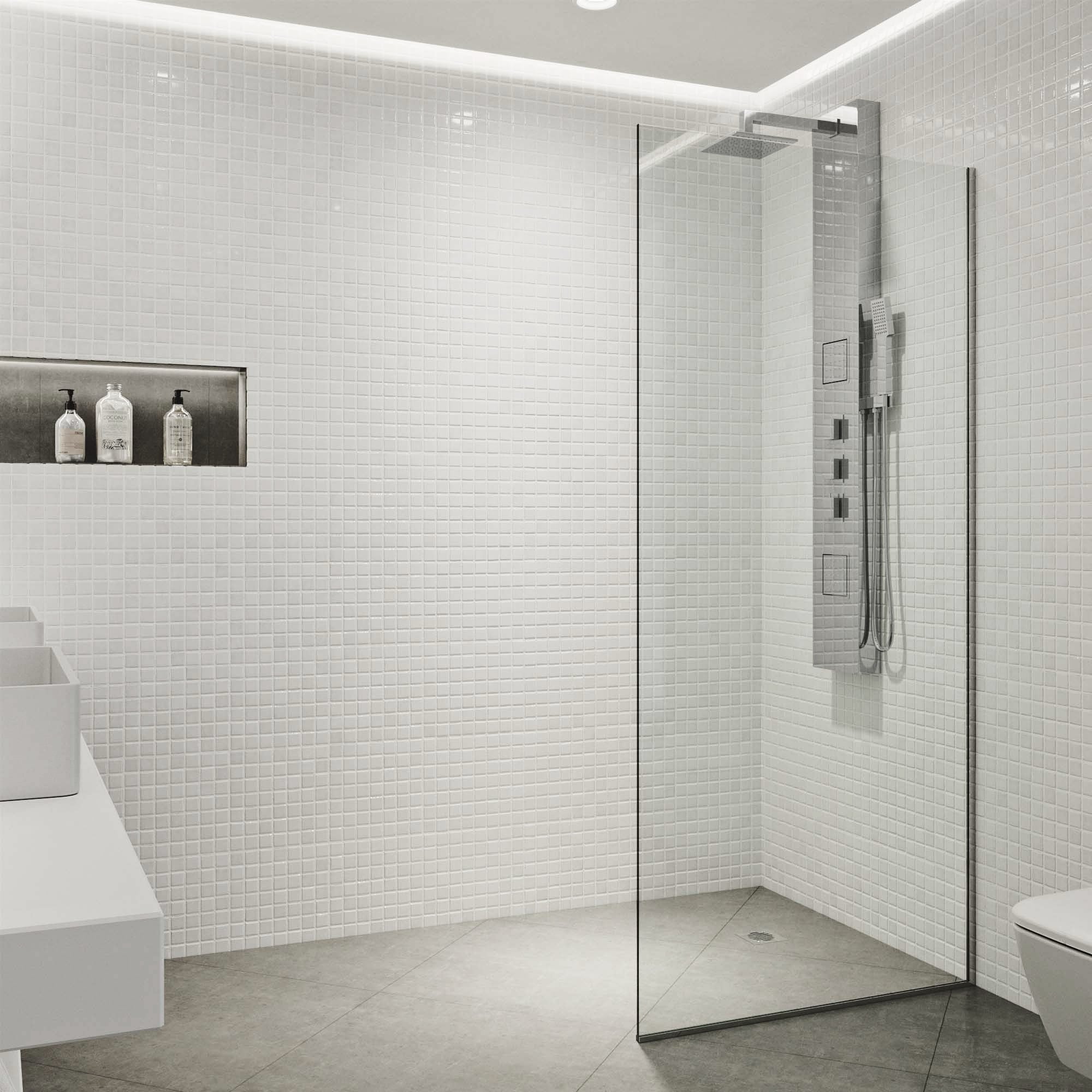 Vigo Zenith Clear 34 Inch Frameless Fixed Glass Shower Screen