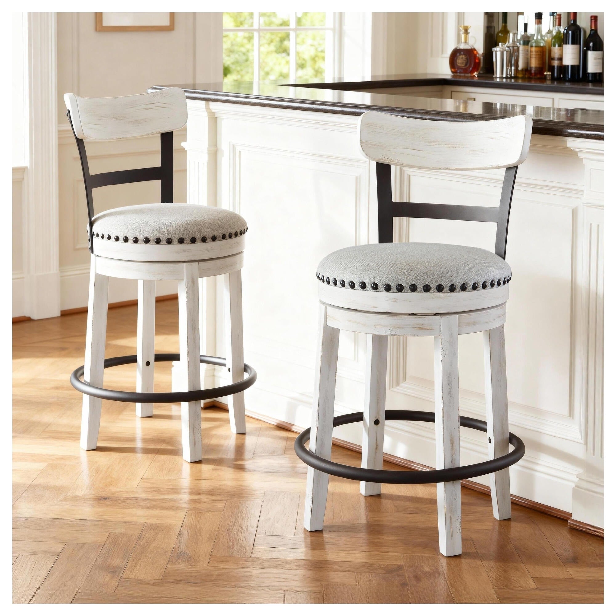 Valebeck Counter Height Swivel Barstool White