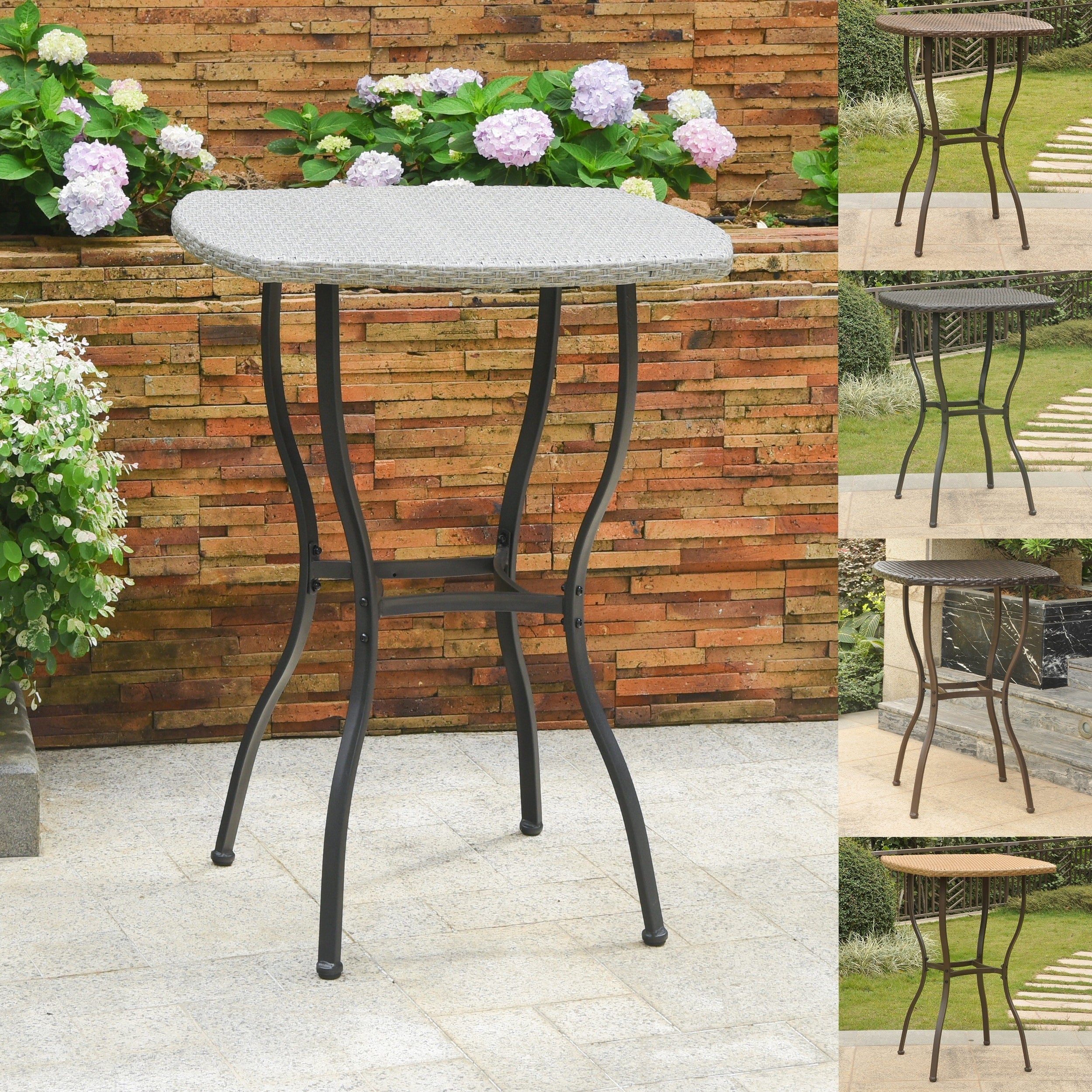 International Caravan Valencia Resin Wicker Bar Height Patio Bistro Table
