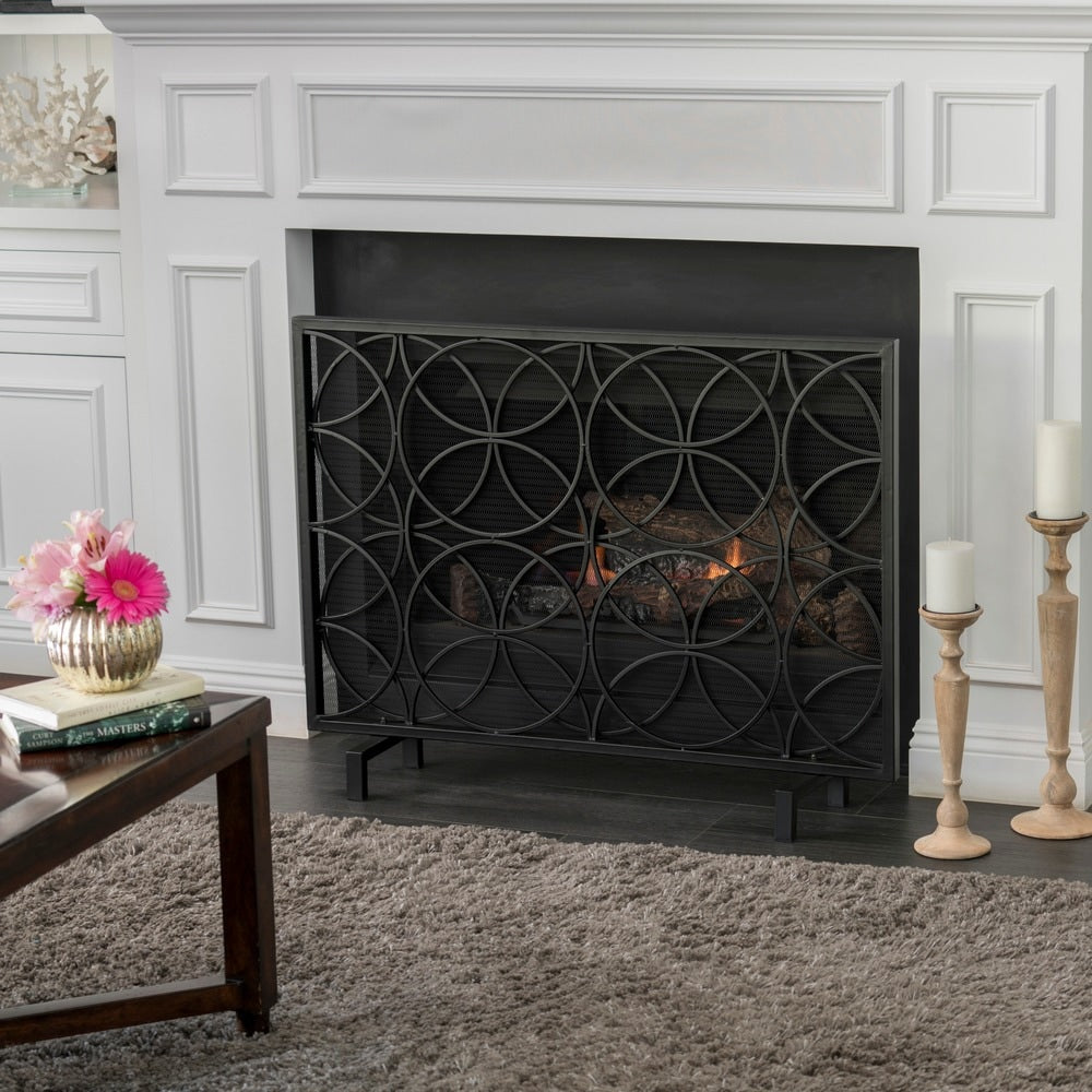 Valeno Single Panel Iron Fireplace Screen By Christopher Knight Home