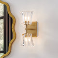 Valentin 13 Inch 2 Light Champagne Gold Vanity Light With Clear Pressed Glass Shades