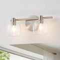 Valentina 15 Inch 2 Light Brushed Nickel Vanity Light With Clear Glass Shades