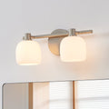 Valentina 15 Inch 2 Light Brushed Nickel Vanity Light With Etched Opal Glass Shades