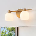 Valentina 15 Inch 2 Light Champagne Gold Vanity Light With Etched Opal Glass Shades