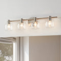 Valentina 30 Inch 4 Light Brushed Nickel Vanity Light With Clear Glass Shades