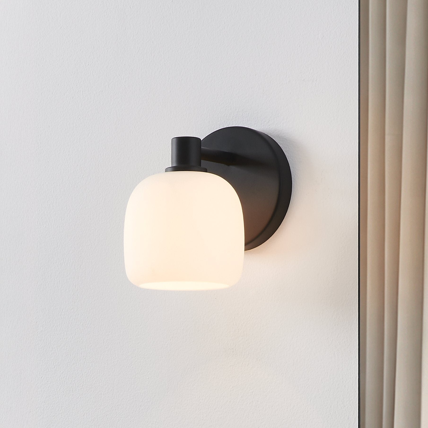 Valentina 5 Inch 1 Light Matte Black Vanity Light With Etched Opal Glass Shade