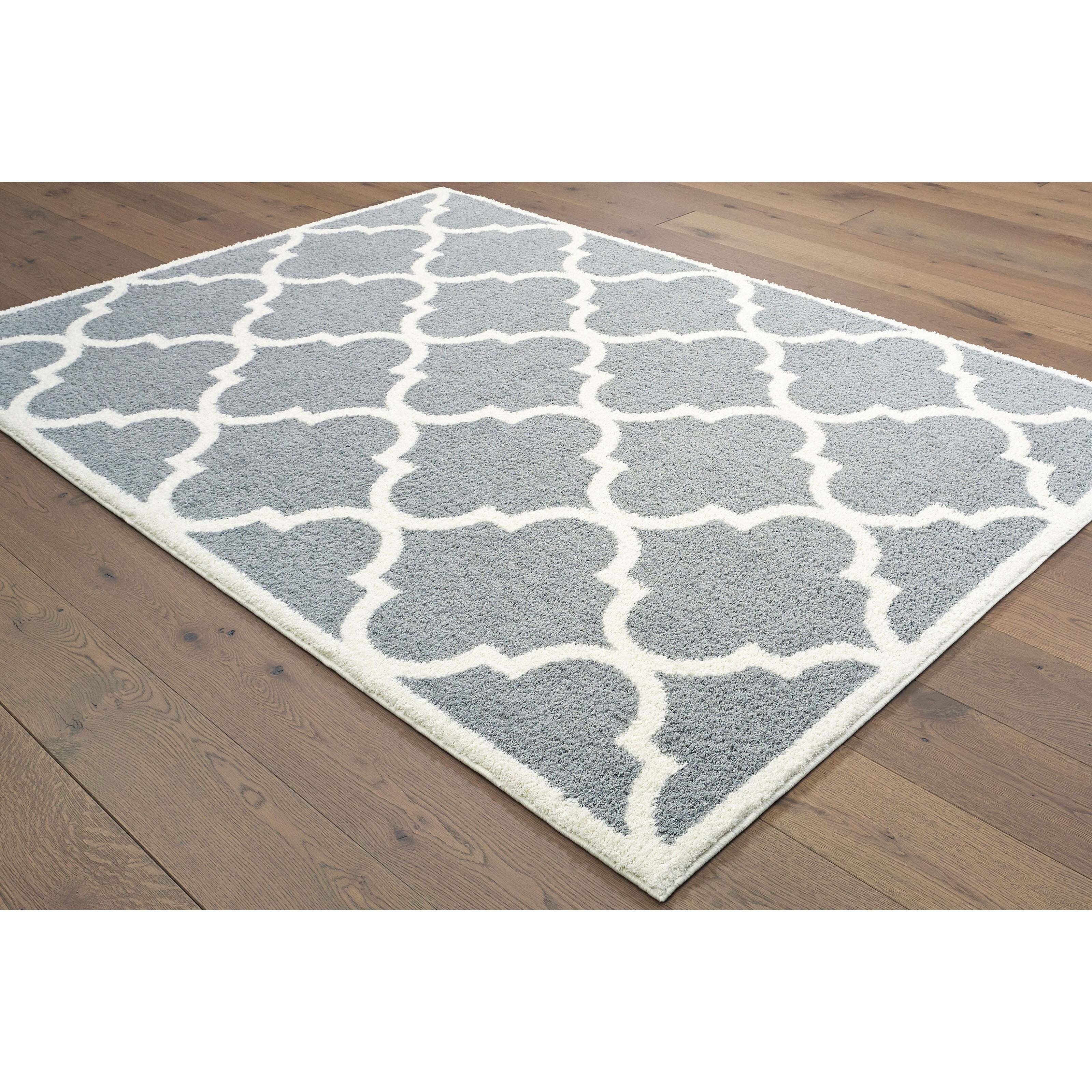 Scallop Lattice Grey Ivory Micro Fiber Area Rug 23 X 76 Runner