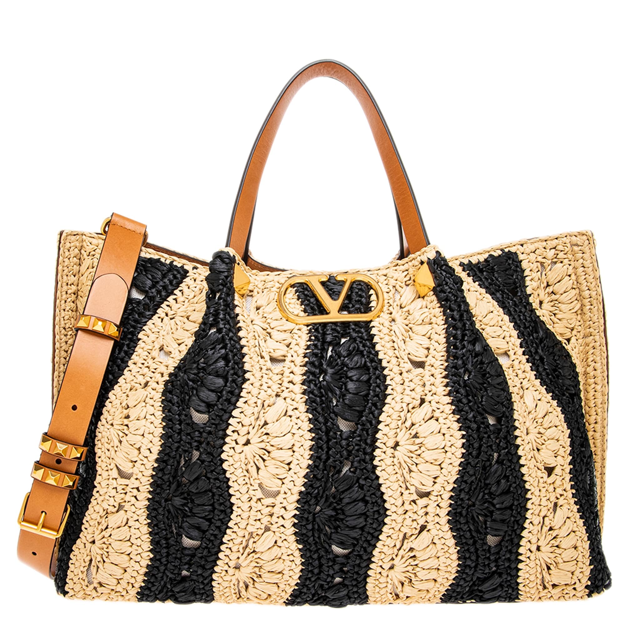 Valentino Medium Raffia Shopping Bag