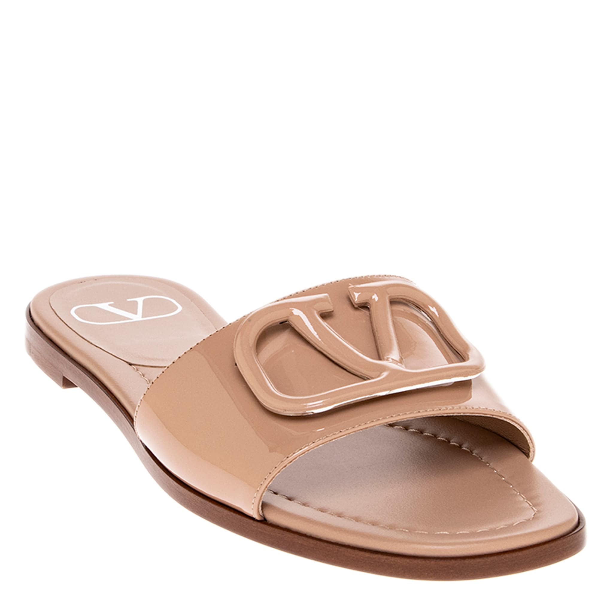 Valentino Vlogo Signature Patent Leather Slides