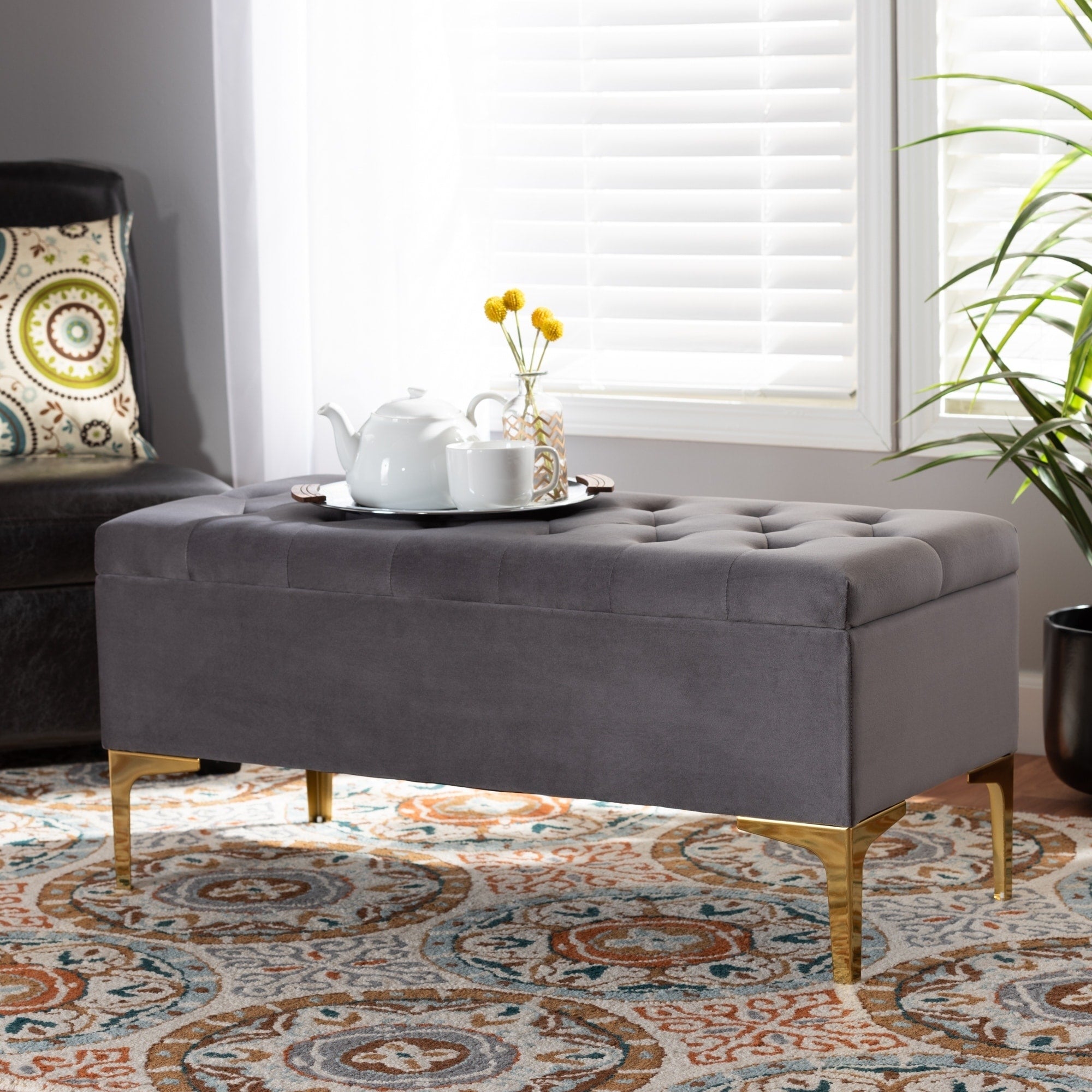 Valere Glam And Luxe Upholstered Storage Ottoman