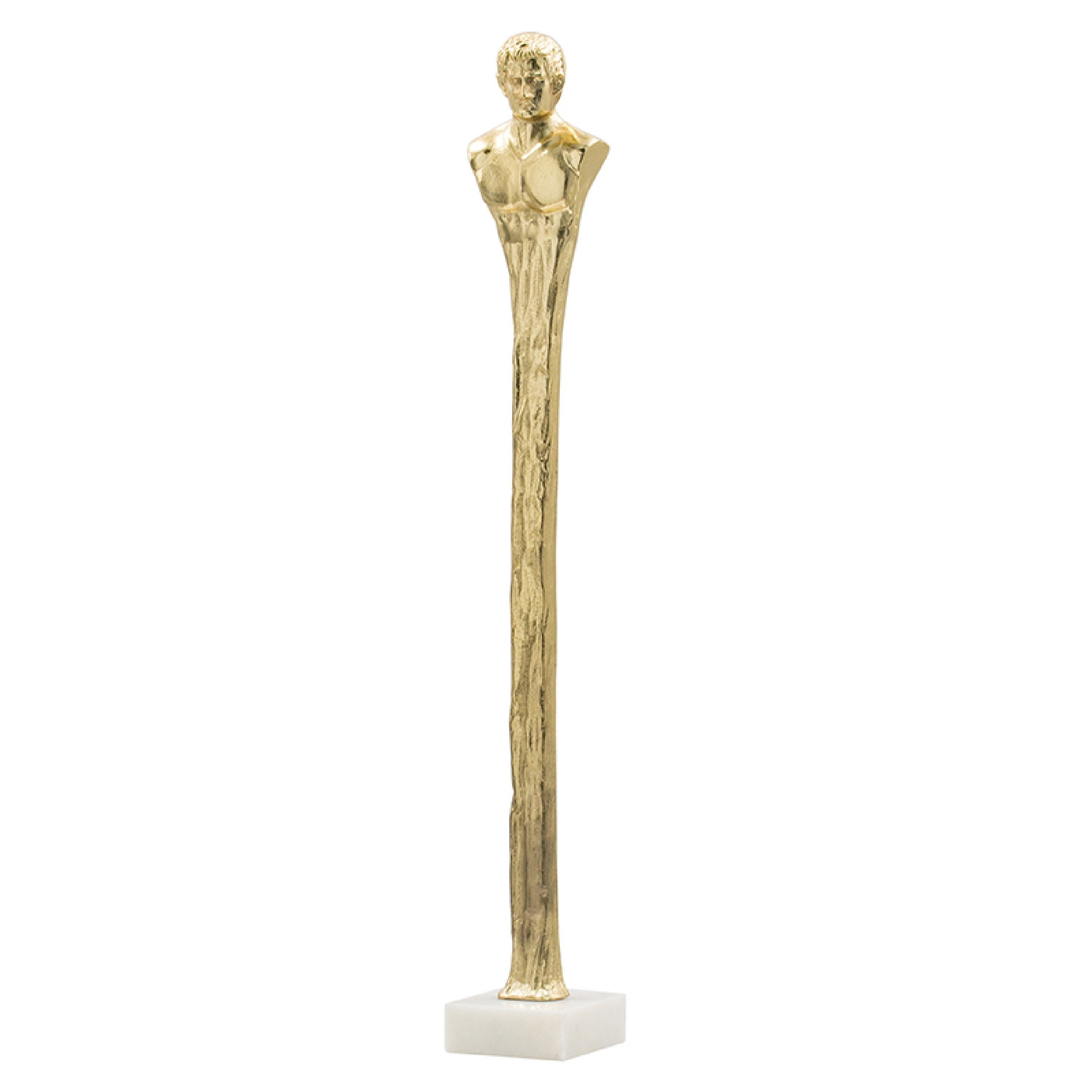 Valeri Large Decorative Human Figurine Marble Base Gold Aluminum 32 Inch