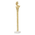 Valeri Small Decorative Human Figurine Marble Base Gold Aluminum 28 Inch