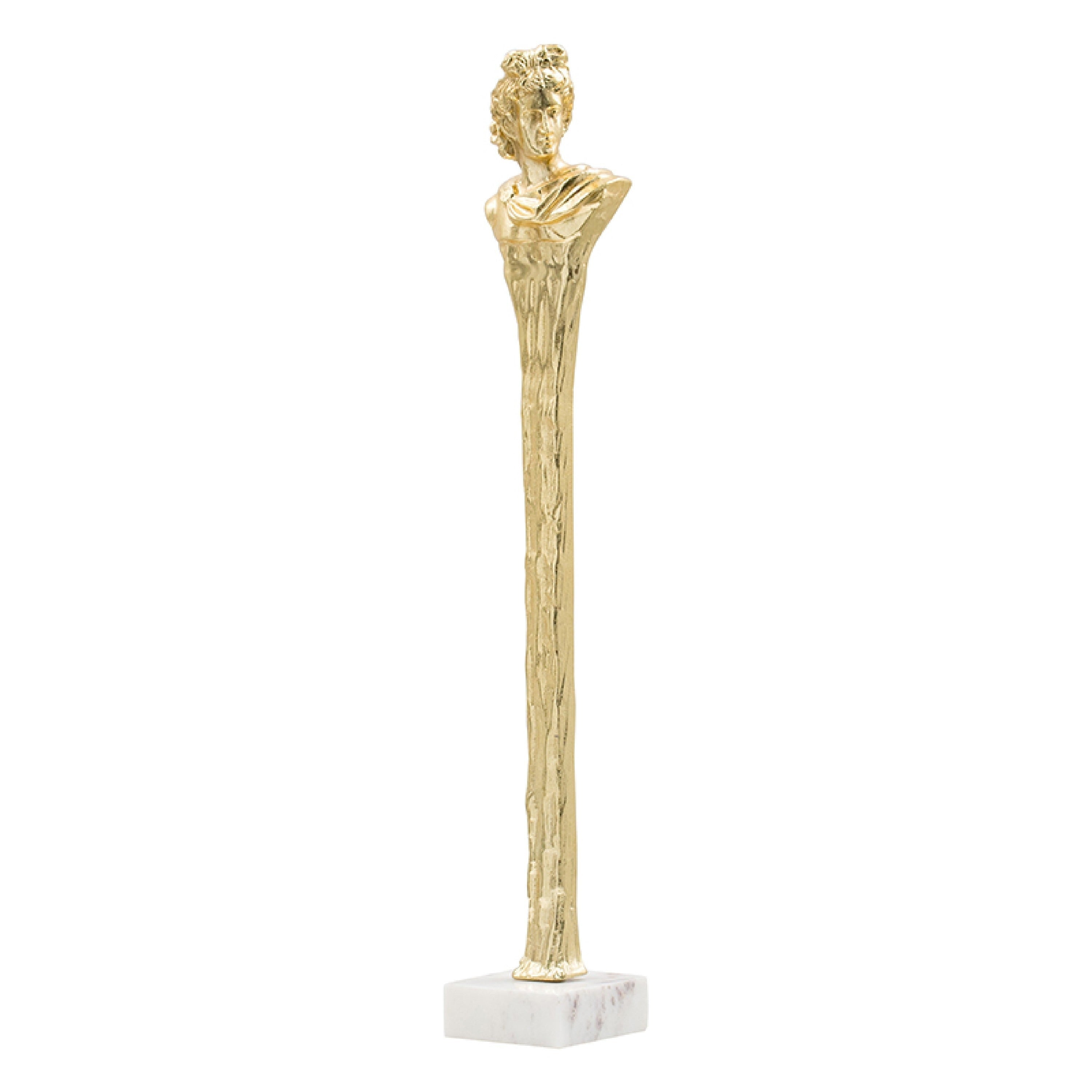 Valeri Small Decorative Human Figurine Marble Base Gold Aluminum 28 Inch