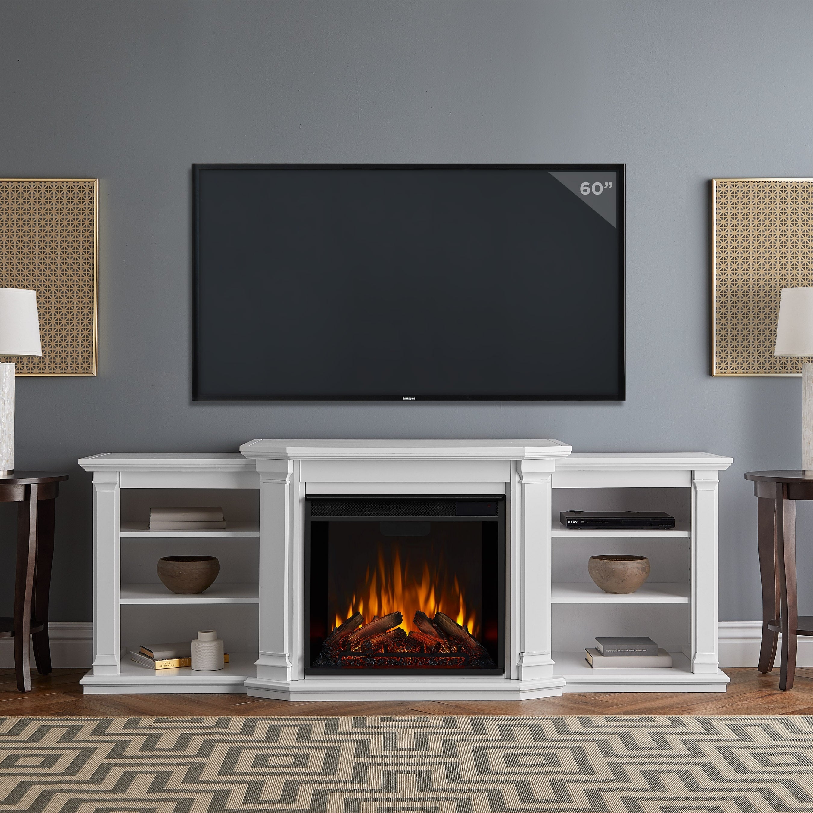 Valmont Electric Entertainment Fireplace White By Real Flame