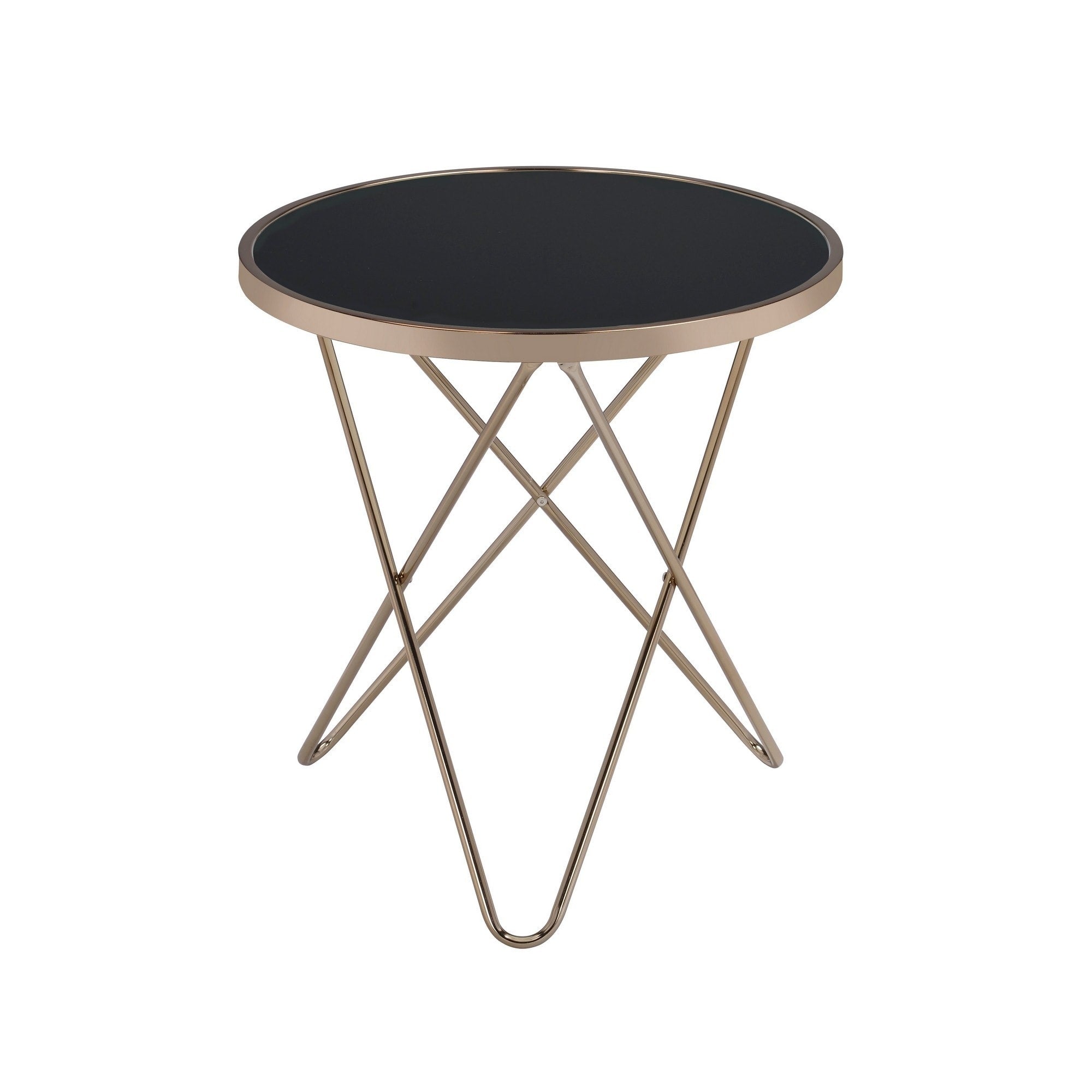 Valora End Table Black Glass Champagne Black Glass Gold