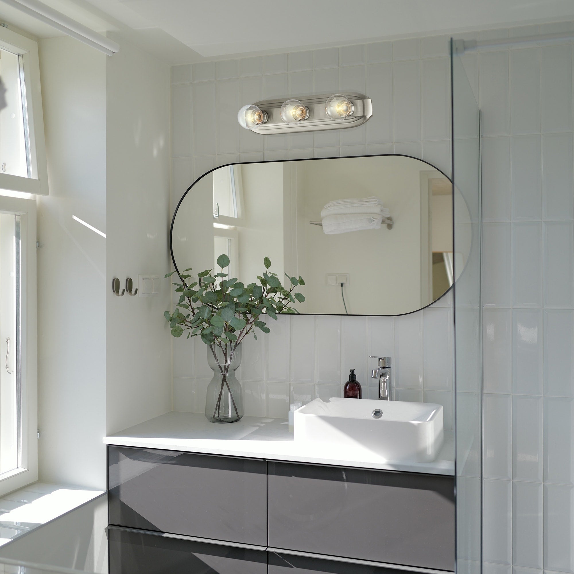 Value Bath Vanity 3 Light Bath Bar Brushed Nickel 18 In