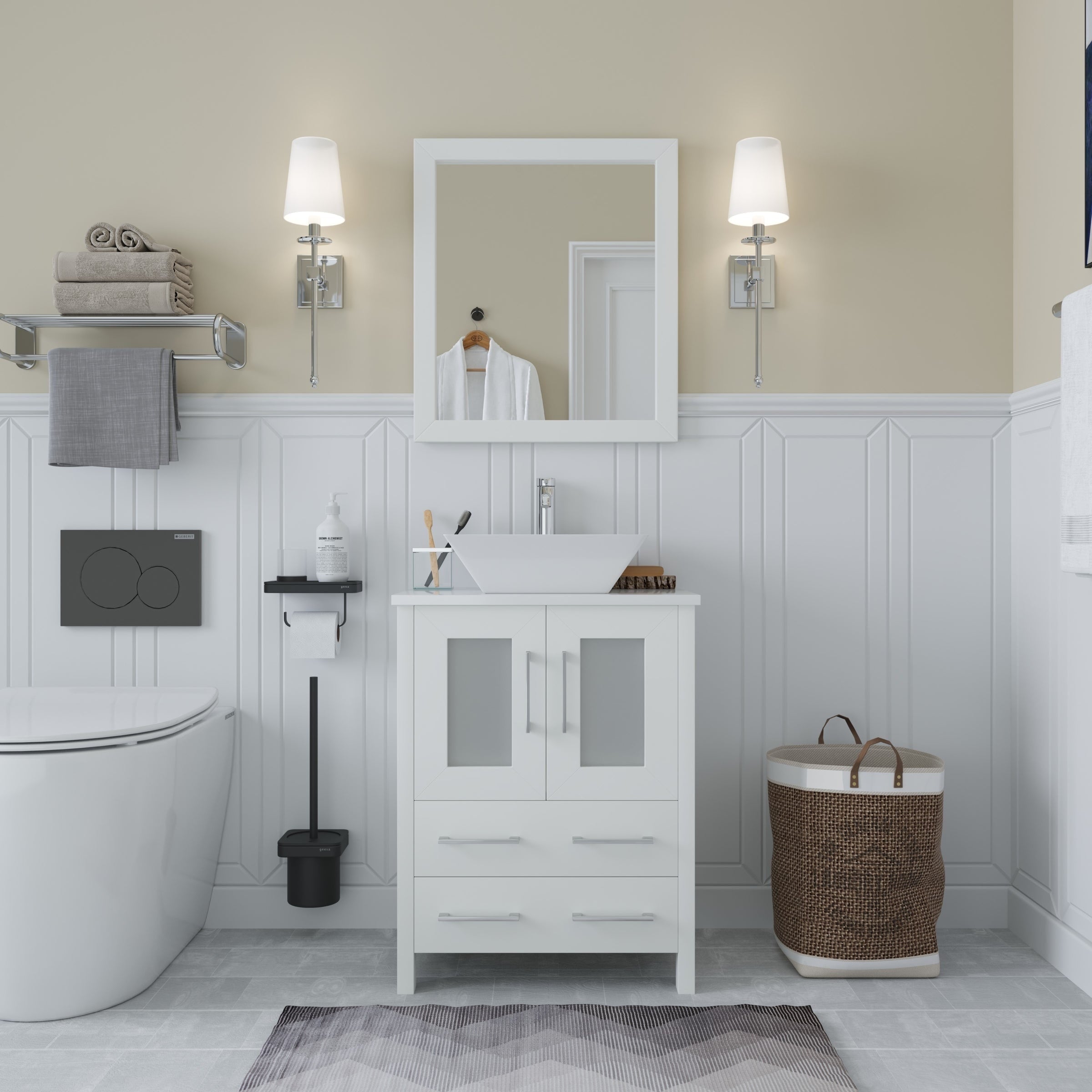 Vanity Art 24 Inch Single Sink Bathroom Vanity Set With Ceramic Top