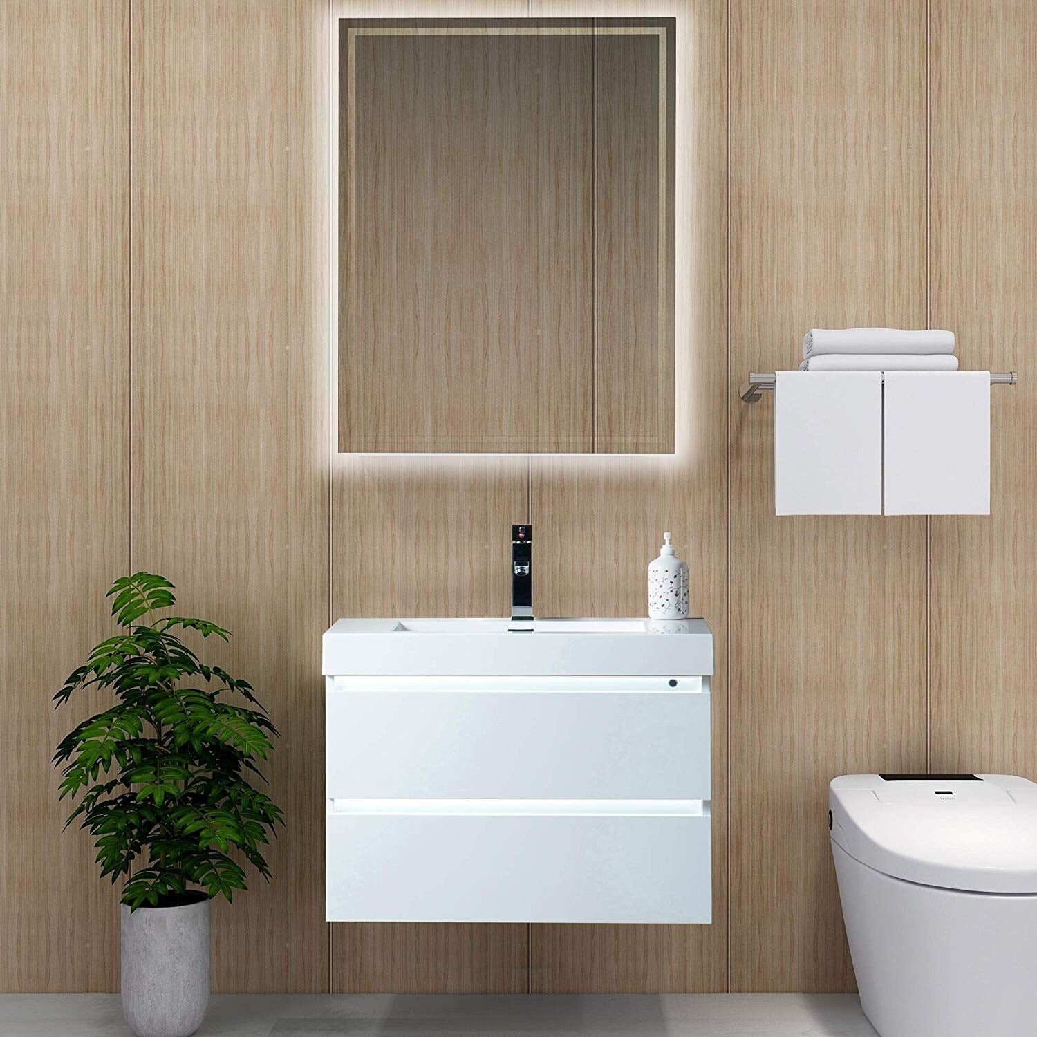 Vanity Art 30 Inch Single Sink Bathroom Vanity With Resin Top