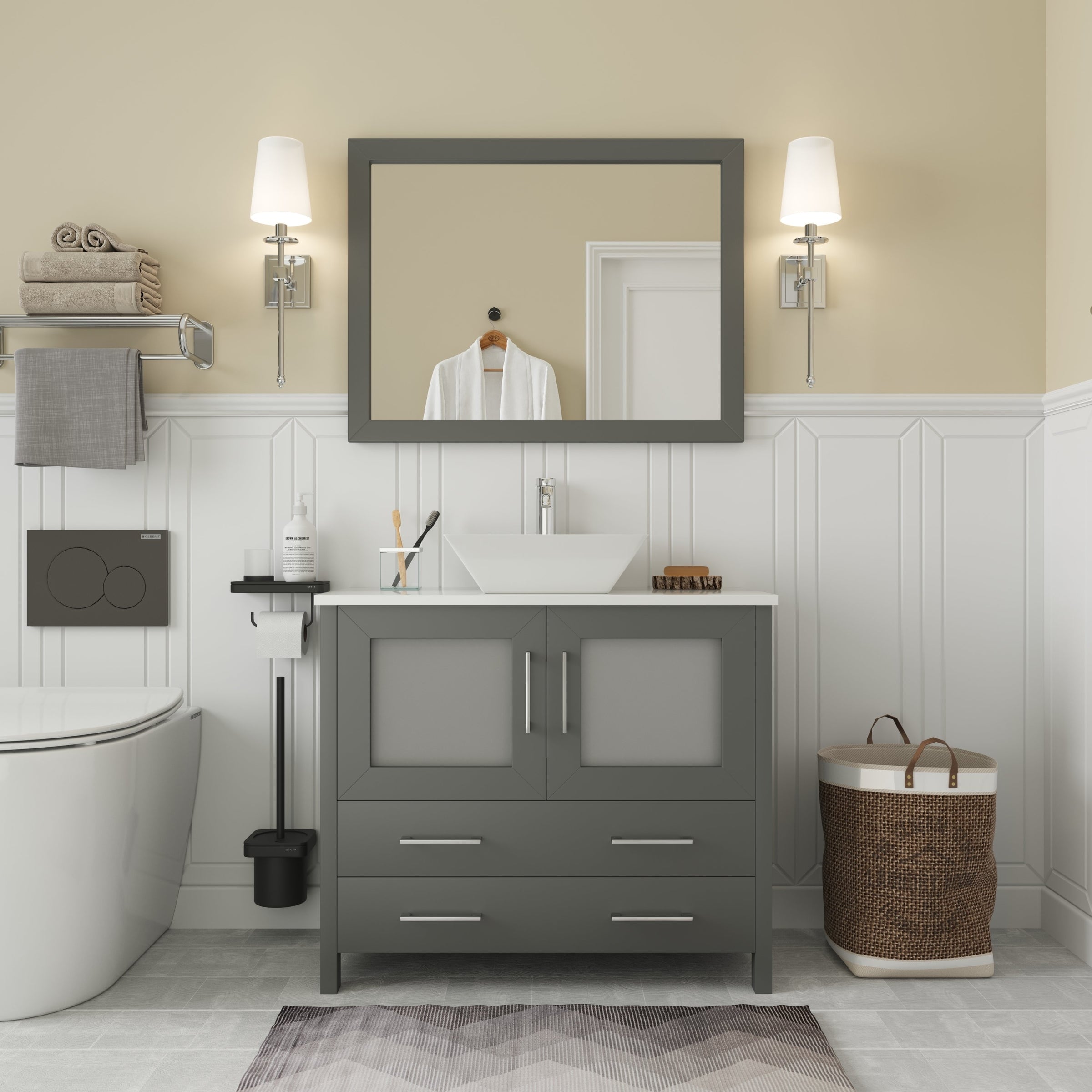 Vanity Art 36 Inch Single Sink Bathroom Vanity Set With Ceramic Top