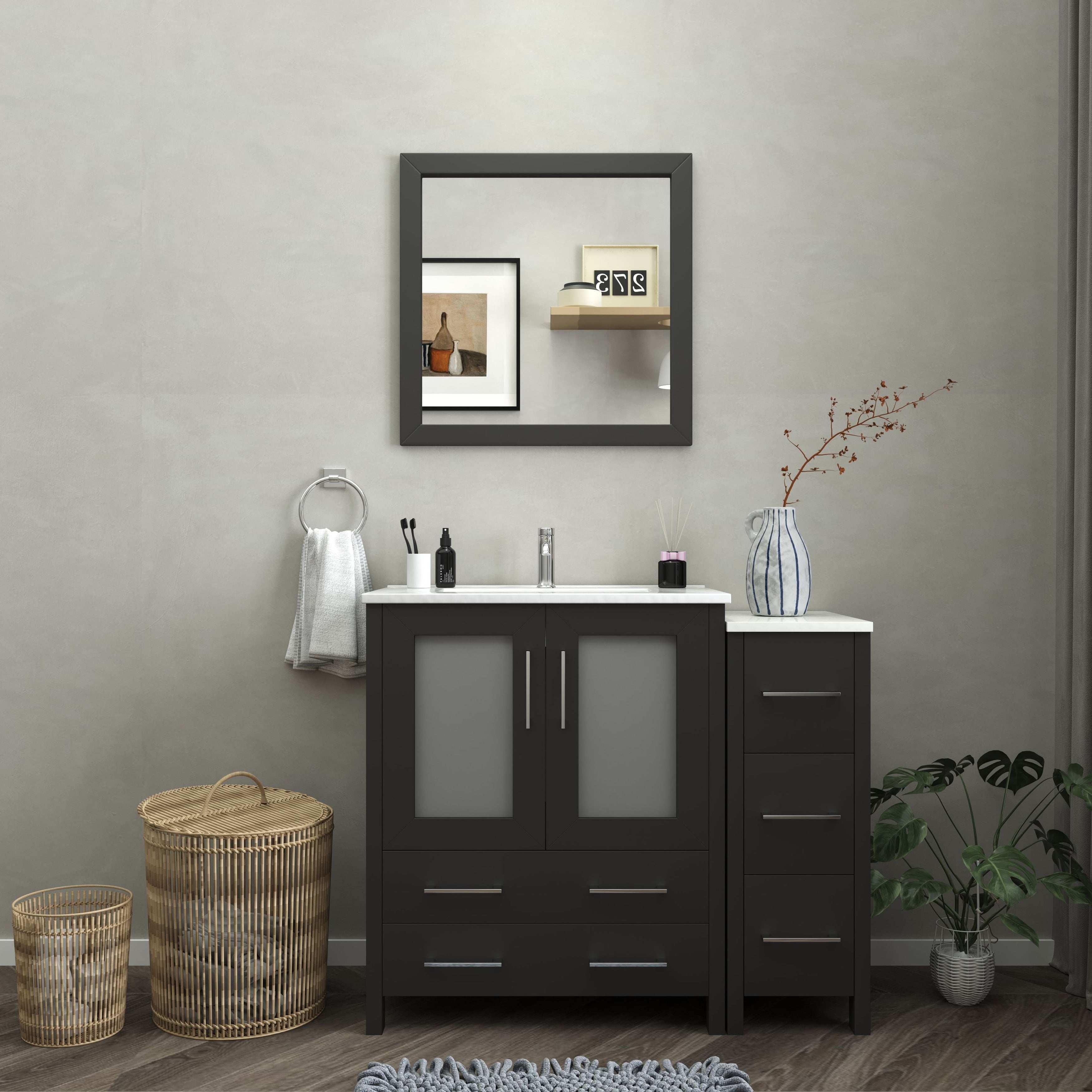 Vanity Art 42 Inch Single Sink Bathroom Vanity Set With Ceramic Top