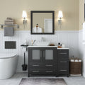 Vanity Art 42 Inch Single Sink Bathroom Vanity Set Modern Slim 5 Drawer White Quartz Top 2 Soft Closing Doors With Free Mirror