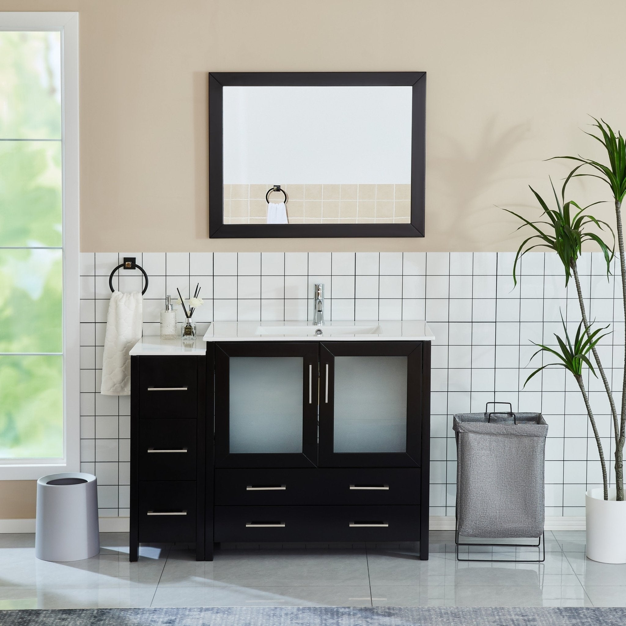 Vanity Art Single Sink 48 Inch Bathroom Vanity Set With Ceramic Top