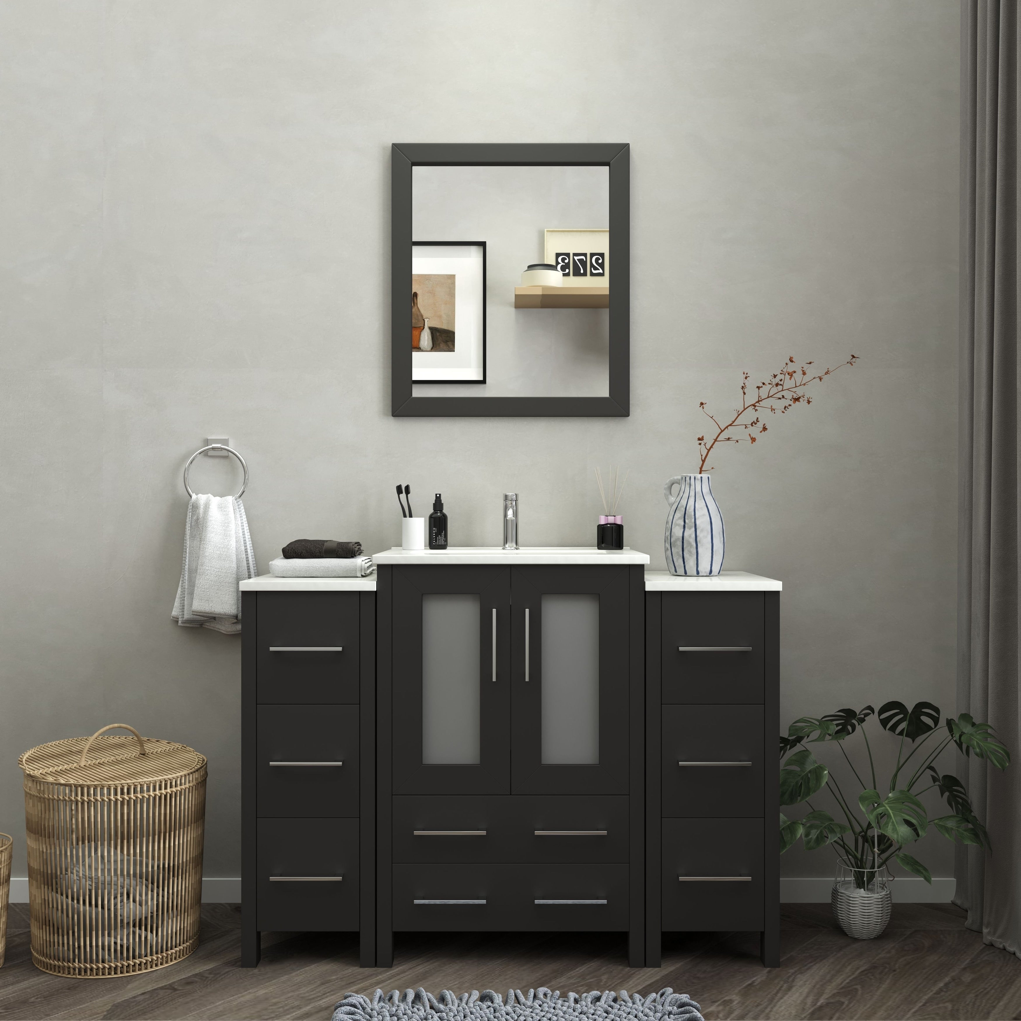 Vanity Art 48 In. Single Sink Bathroom Vanity With Top And Mirror
