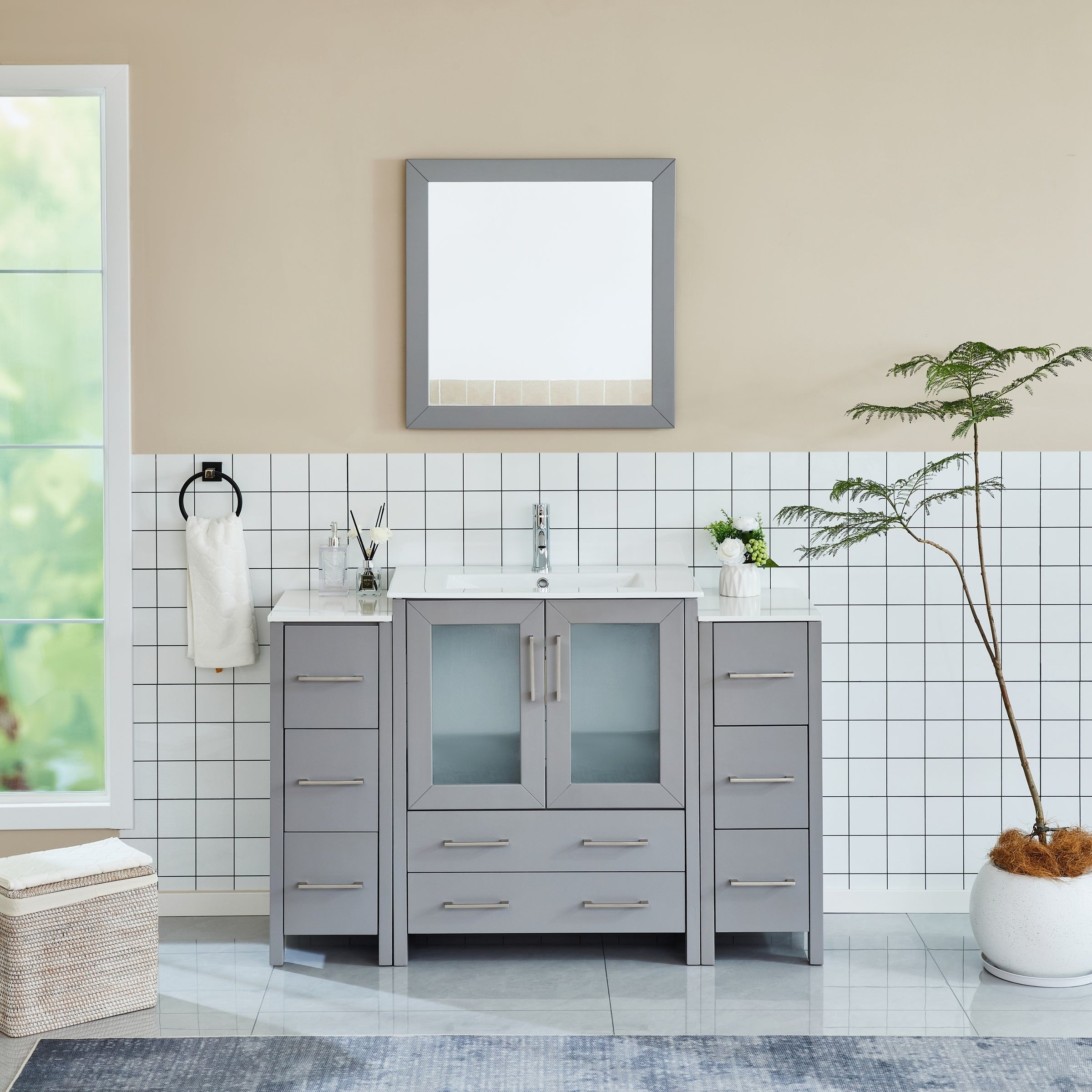 Vanity Art 54 Inch Single Sink Bathroom Vanity Set