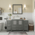 Vanity Art 54 Inch Single Quartz Sink Bathroom Vanity Set 8 Drawers 3 Cabinets 1 Shelf Soft Closing Doors With Free Mirror