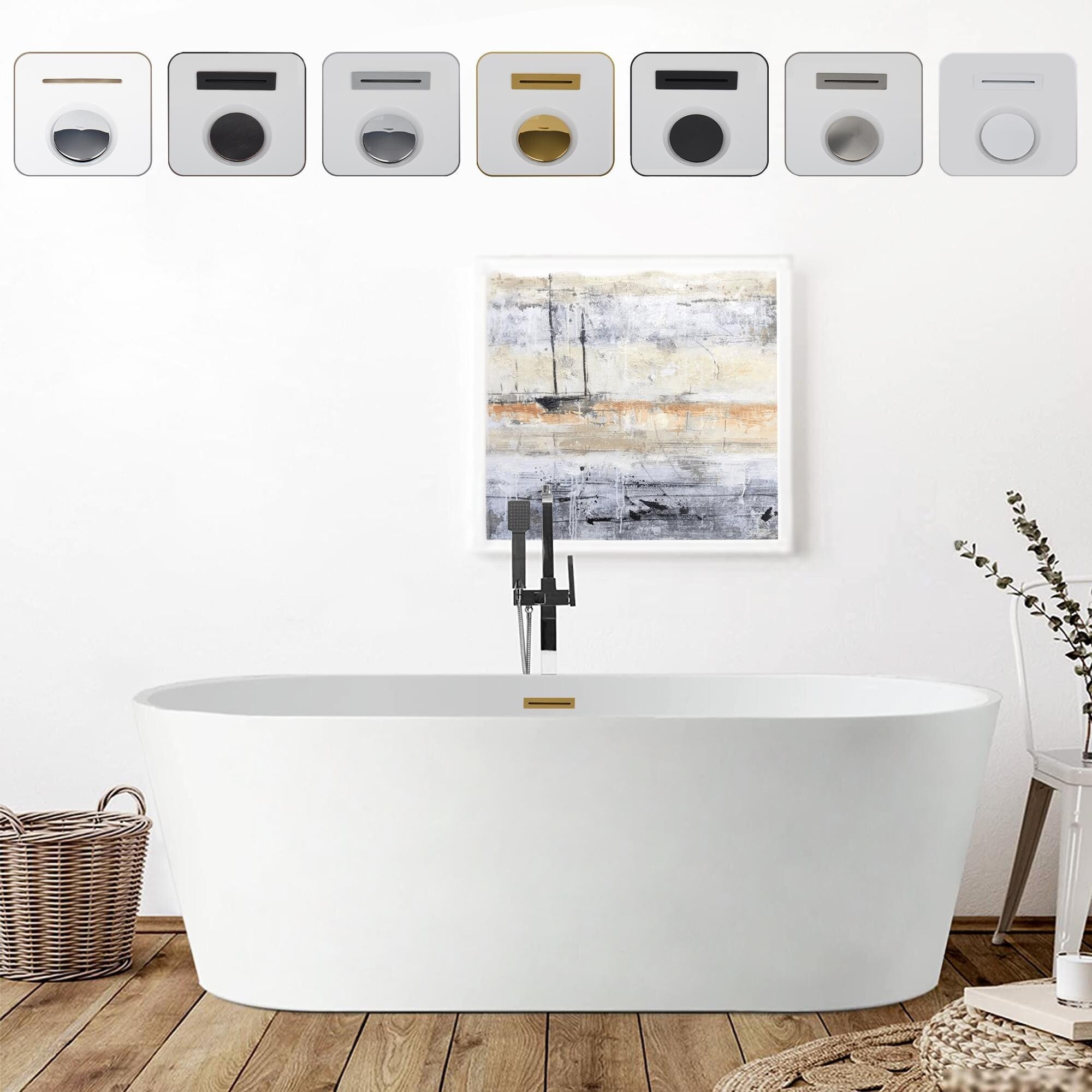 Vanity Art 53.9 X 29.7 Freestanding Acrylic Soaking Bathtub