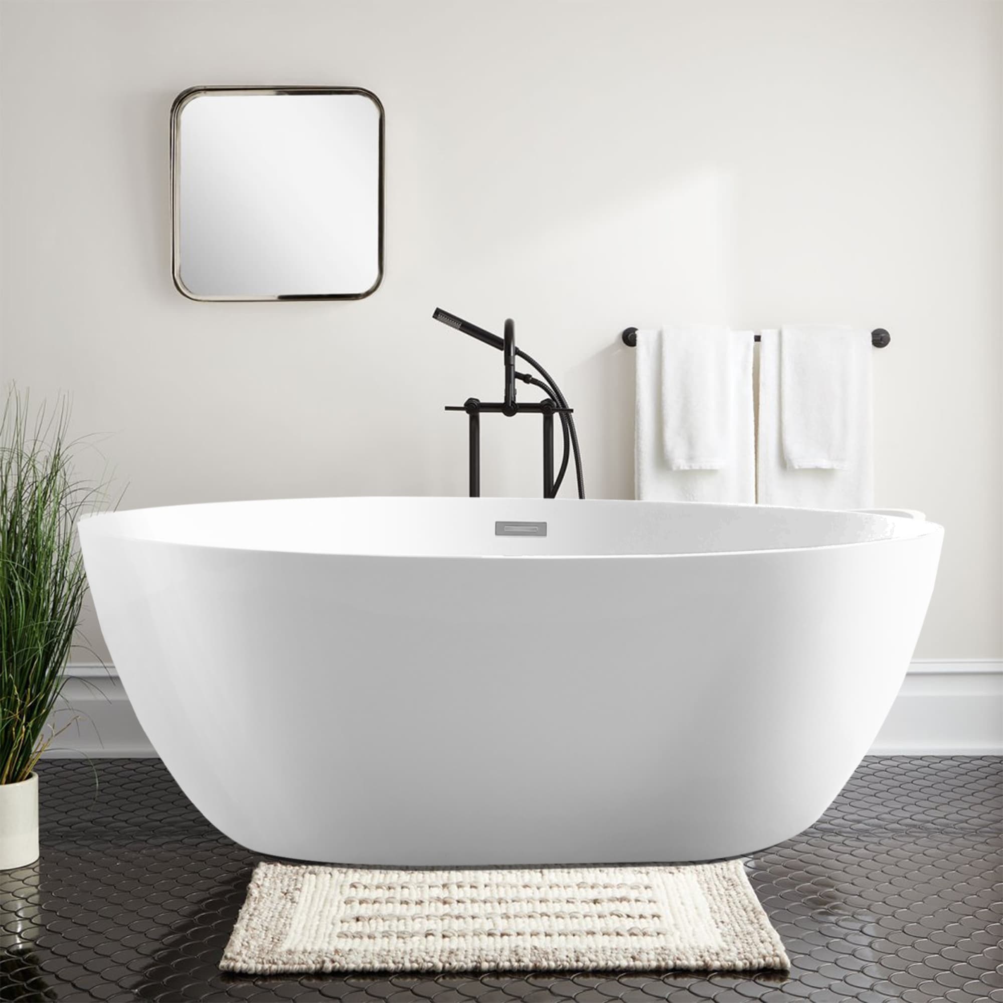 Vanity Art 55 Inch Freestanding Acrylic Soaking Bathtub