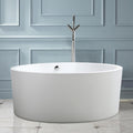 Vanity Art 59 Inch Freestanding White Acrylic Soaking Bathtub