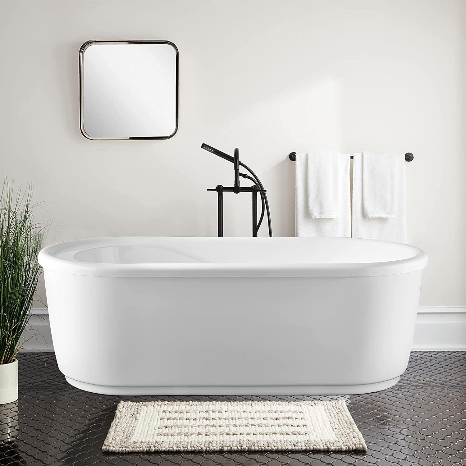 Vanity Art 59 Inch Freestanding Acrylic Soaking Bathtub