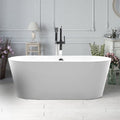 Vanity Art White Acrylic 59 Inch Oval Freestanding Soaking Bathtub
