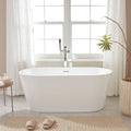 Vanity Art 59 Inch Freestanding White Acrylic Soaking Bathtub