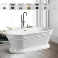 Vanity Art 59 Inch Free Standing White Acrylic Soaking Bathtub.