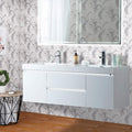 Vanity Art White 60 Inch Led Lighted Wall Hung Double Sink Bathroom Vanity With Resin Top