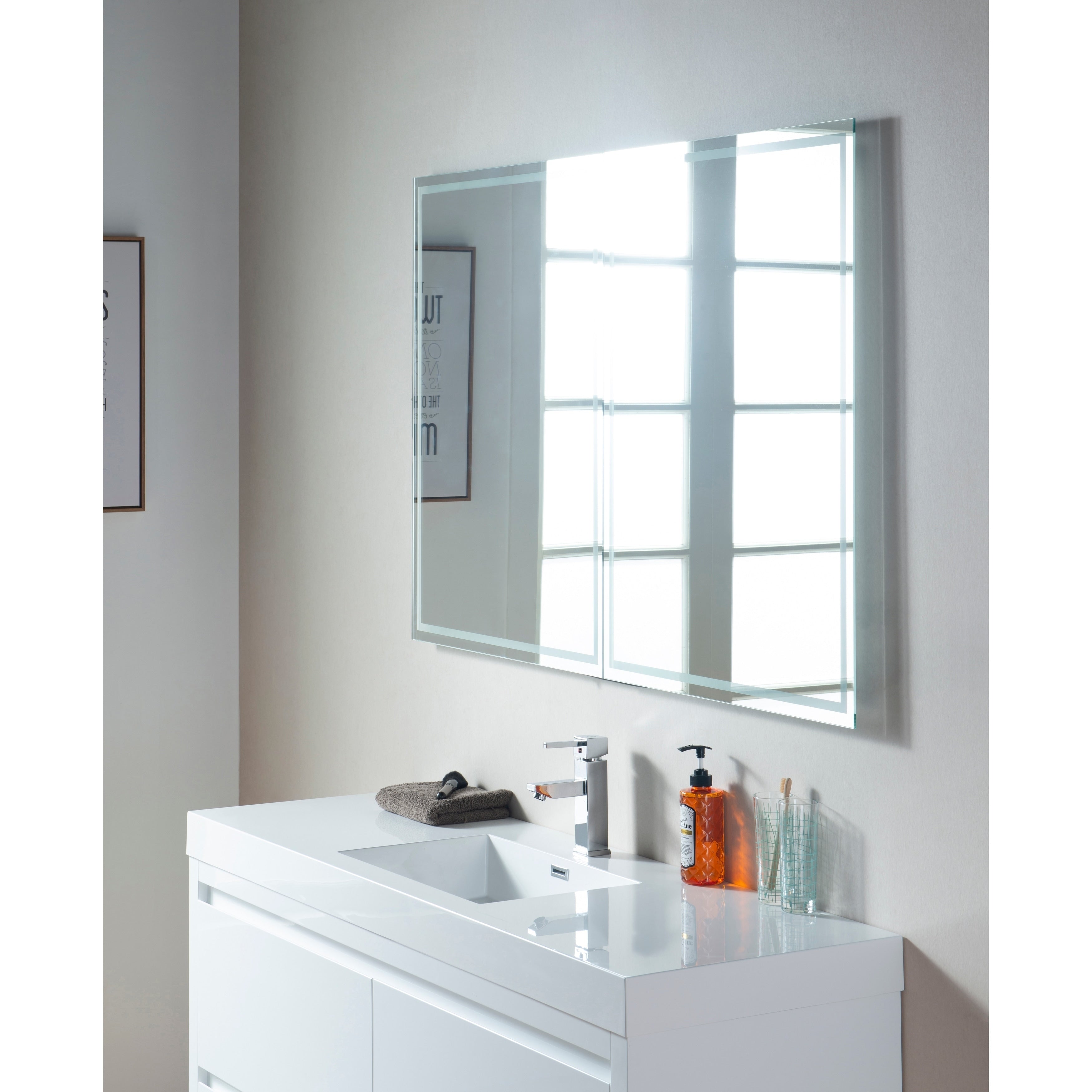 Vanity Art 60 Inch Single Sink Bathroom Vanity With Resin Top