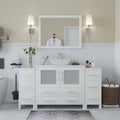 Vanity Art 60 Inch Single Sink Bathroom Vanity Set 8 Drawers 3 Cabinets 1 Shelf Quartz Top With Free Mirror