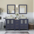 Vanity Art 60 Inch Double Sink Bathroom Vanity Set 7 Drawers 3 Cabinets 2 Shelves Quartz Top With Free Mirror