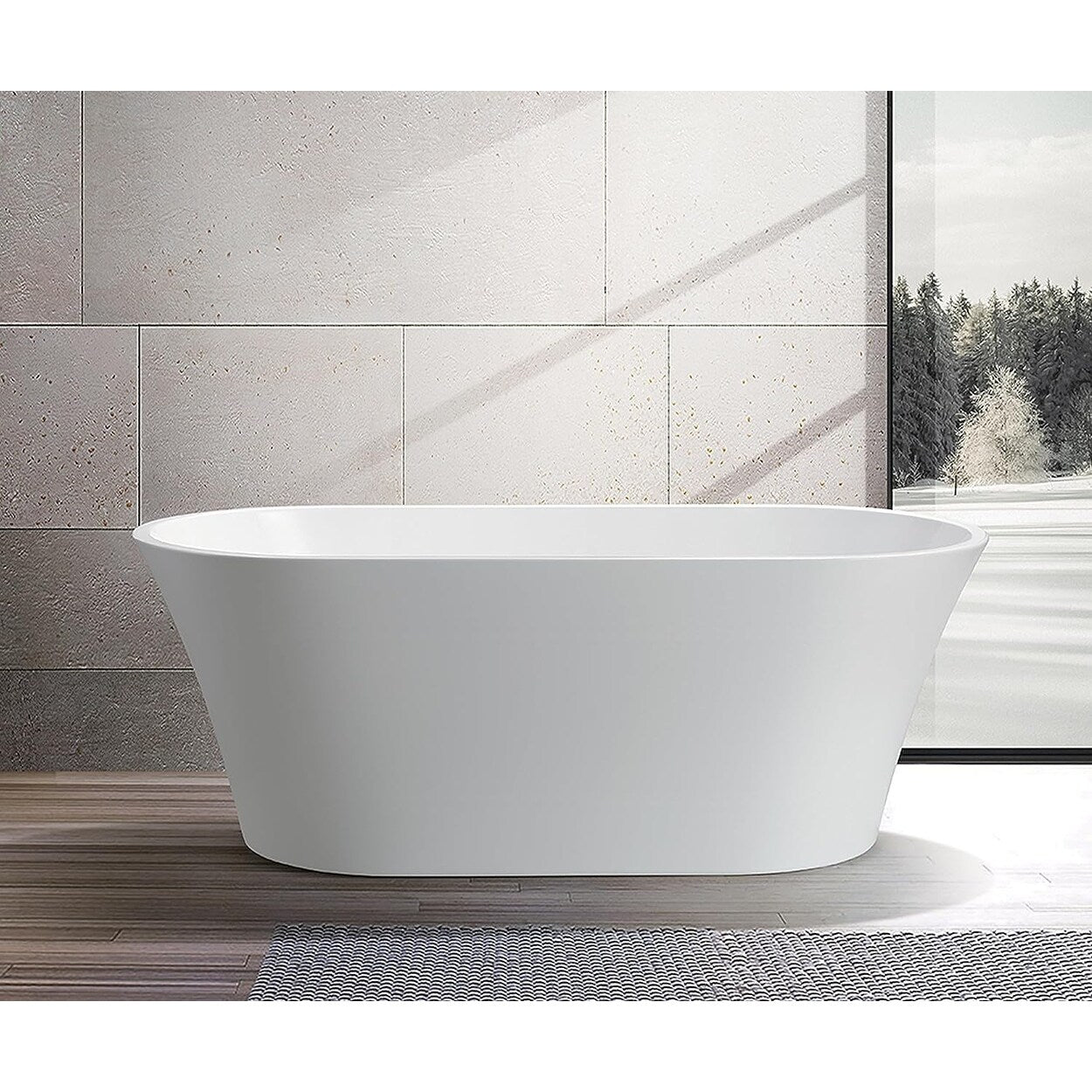 Vanity Art White Acrylic 63 Inch Freestanding Soaking Bathtub
