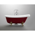 Vanity Art Freestanding Red And White Acrylic 67 Inch Claw Foot Soaking Bathtub